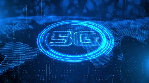 HUD Worldwild 5G conectividade informações futuristas de internet das coisas IOT Loop Animação. — Vídeo de Stock