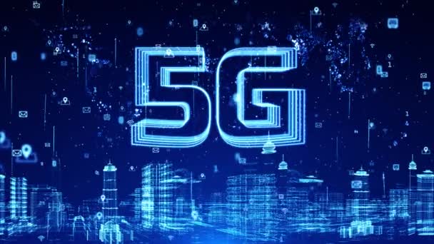 Internet haute vitesse des objets 5G IOT Digital City, Cyberespace numérique — Video