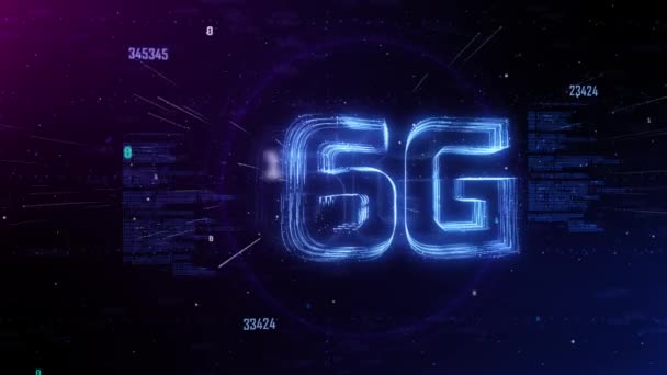 6G szybkie połączenie, tło globalnej pętli światowej. — Wideo stockowe