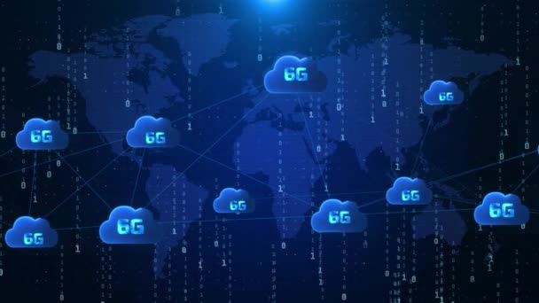 6G Cloud Computing, Usługi w chmurze Big Data Internet Information Technology Loop Tło. — Wideo stockowe