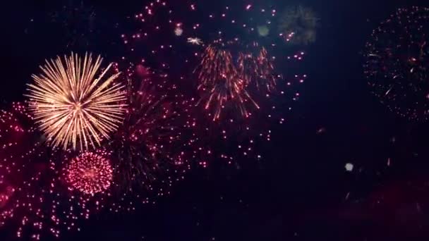 4K Abstraktní smyčka bezešvé skutečné ohňostroje Zobrazit exploze pozadí. — Stock video