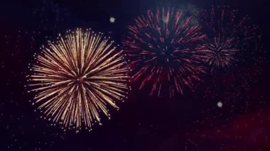 4K Havai fişek Gösterimi Kutlaması, Renkli Yeni Yıl Döngüsü Havai fişek Patlaması Döngüsü.