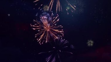 4K Çok Renkli Çoklu Şekil Patlama Gökyüzü Gecesi Kusursuz Döngü Arkaplanı