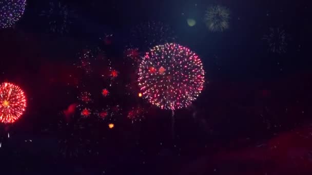 4K abstrakte Schleife nahtlos von echten Feuerwerk Show Explosion Hintergrund. — Stockvideo