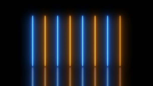Abstracto azul futurista amarillo neón láser línea luz formas colorido lazo fondo. — Vídeo de stock
