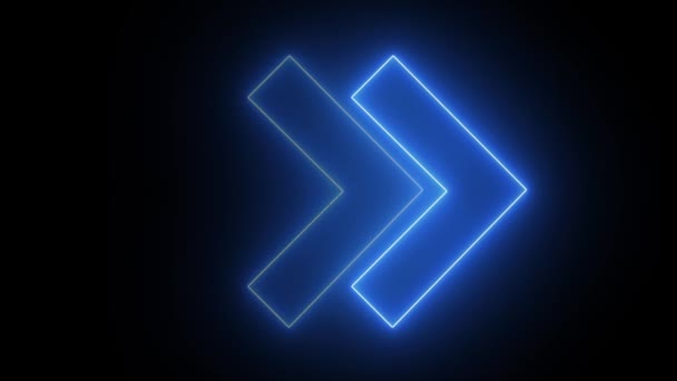 Neon blå pilar underteckna Loop Animation Bakgrund rörelse grafik Bakgrund. — Stockvideo