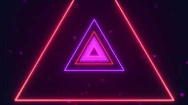 Rastgele üçgen uzay tüneli parlak neon döngü Animasyon Arkaplanı.