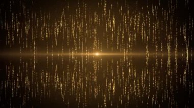 4K Altın parçacıklar ışık yükselen muhteşem hareket grafikleri arkaplanı.