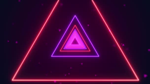 Random Triangular space tunnel bright Pink neon loop Animation Background. — Stock Video