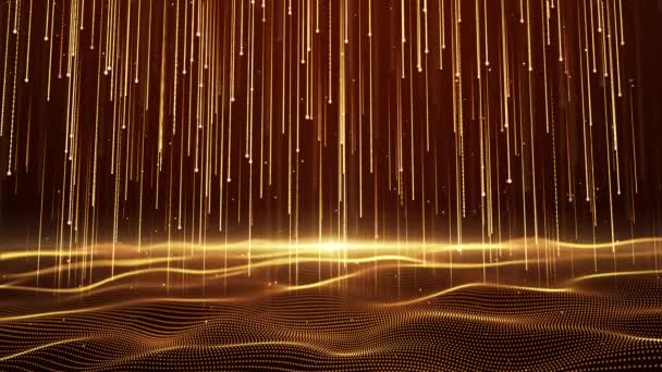 4K zlaté částice uděluje pohybová grafika smyčka backgrond . — Stock video