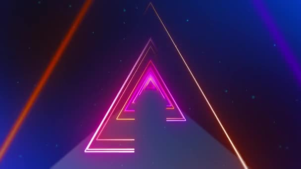 Neon Red Triangular Electric Techno Lights Loop Animation. — Stockvideo