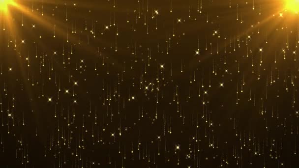 Золотые частицы потоки захватывающее движение Петля анимации — стоковое видео