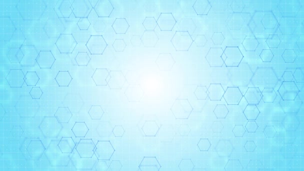 Boucle 4K technologie hexagones structure ou éléments de connexion moléculaire. — Video
