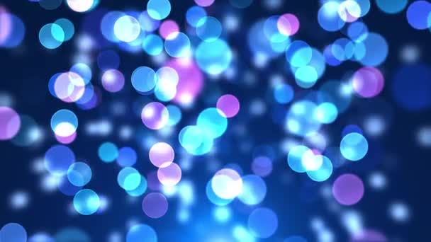 Glowing blue bokeh circles, sparkling golden dust abstract gold luxury Loop background. — Stock Video