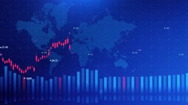 Soyut Finansal ve İş 4K 3B arkaplan ve mum çubuğu grafik grafiği.