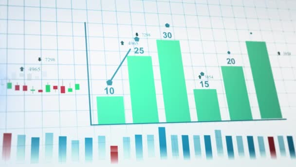 3D 4K animation of graphs and charts Loop background. — Vídeo de stock