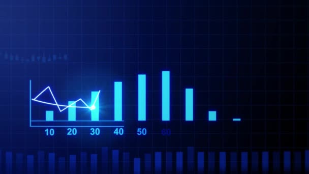 Data dan diagram keuangan 4k menunjukkan peningkatan keuntungan yang stabil — Stok Video