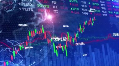 4K İş Canlandırması Düşen bir para birimi oranı grafiği ve Ekonomi Arkaplan Azalması.