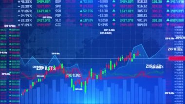 4K döngüsü soyut finans geçmişi. Borsa veya önplan ticaret grafiği ve şamdan grafiği