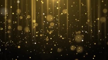 4K Altın Parçacık Bokeh Toz Işığı yükseliyor, Lüks Parçacık Çizgili Döngü arkaplanı.