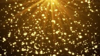 4K Altın Parçacık Bokeh Toz Işığı yükseliyor, Lüks Parçacık Çizgili Döngü arkaplanı.