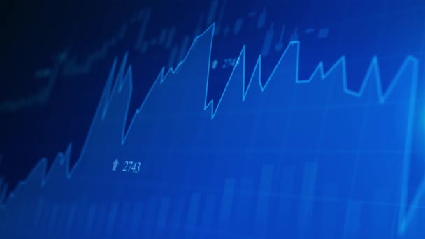 Gráfico económico com diagramas no mercado bolsista, para empresas Contexto. — Vídeo de Stock