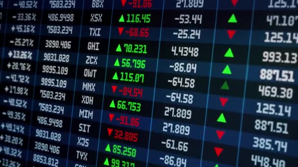 Stock market graph table on screen. Ticker on monitor screen Loop Background. — ストック動画