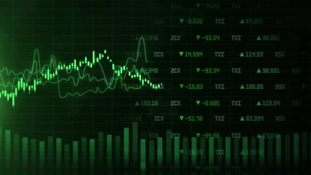 Wirtschaftliche Graphik mit Diagrammen zum Börsengeschäft und finanziellen Hintergrund. — Stockvideo