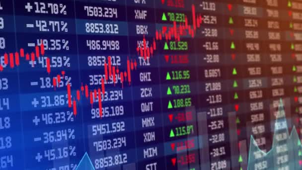 Kerzenständer Aktienmarkt-Tracking-Graph. Ökonomisches Börsendiagramm. — Stockvideo