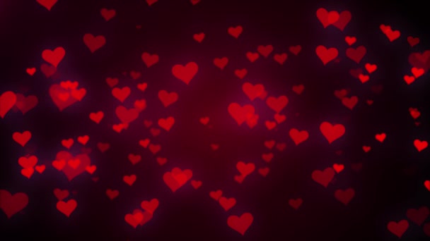 Red and white hearts over a black Loop Background. backdrop. — Vídeo de stock