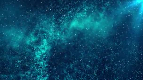 Blue dust particles fly in slow motion in the air lingering slowly Loop Background. — Stock Video