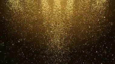 4K toz tanecikleri altın madalya karavanı sinematik konser sahne arkası animasyon döngüsü.