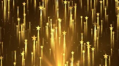 4K Altın Parçacık Bokeh Toz Işığı yükseliyor, Lüks Parçacık Çizgili Döngü arkaplanı.