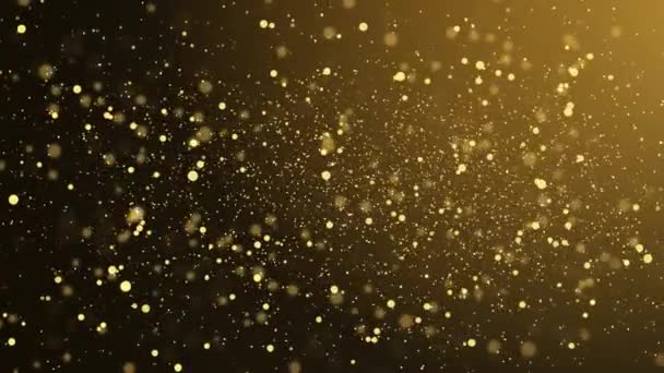 Goldene Teilchenschlieren sind eine spektakuläre Bewegungsanimation. — Stockvideo