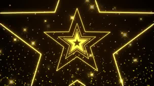 Golden star partícula luz premio partido etapa Loop fondo. — Vídeo de stock