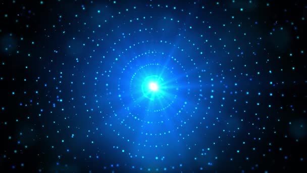 4Kブルーテクノロジー波粒子は壮大な動きであり、青い光粒子は上昇しています. — ストック動画