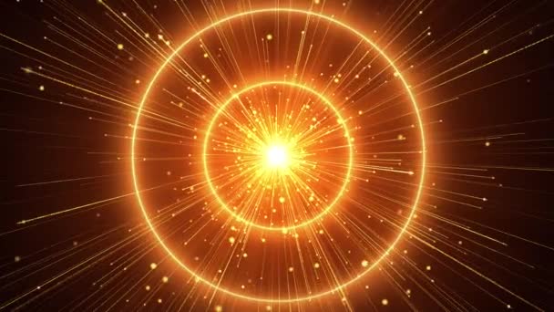Ljusets hastighet Gyllene glödande strålar stjärnor i rörelse Loop bakgrunder. — Stockvideo