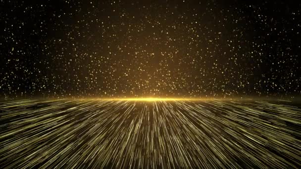 Soyut Yaratıcı Altın Işınlar çizgili desen Döngü parlak doku parçacıkları aşağı düşüyor. — Stok video