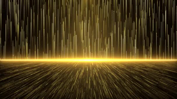 Abstract Creative Golden rays striped pattern Loop shiny texture particles falling down. — Stock Video