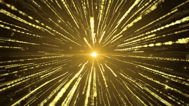 4Kゴールデン粒子ボケダストライトの上昇、豪華な粒子ストライプループの背景. — ストック動画
