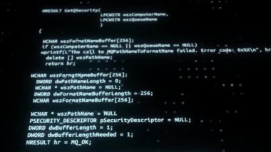 4K İkili Kod, yazılım veri dijital görüntüsü bilgisayar ekranında hareket ediyor.