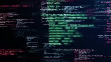 Hareket eden bilgisayar kodu döngüsü arkaplanı boyunca soyut uçuş