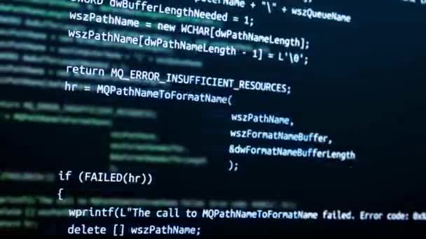 Şifrelenmiş hızlı kaydırma programlama güvenlik hackleme kod döngüsü Canlandırma Arkaplanı. — Stok video