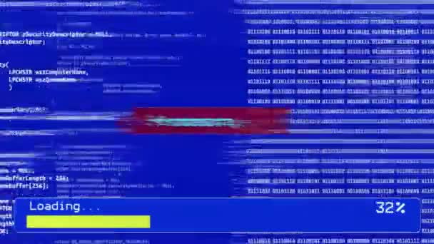 BIOS zniszczony przez infekcję. 3D Hacking kod przepływu danych Ekran komputera. — Wideo stockowe