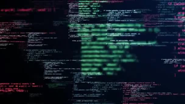 Voo abstrato através do código de computador em movimento Loop background — Vídeo de Stock