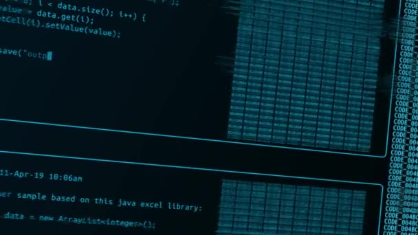 Концепция кибербезопасности. Хакерский код и программирование на экране компьютера. — стоковое видео