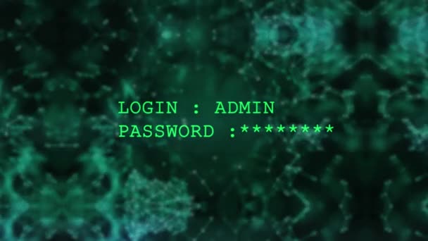 Virus encontrado Vulnerabilidades encontrado texto en la pantalla, Login y contraseña de seguridad débil. — Vídeos de Stock