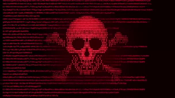 Processo de upload de vírus por Hacker Mensagem de erro crítica piscando na tela, — Vídeo de Stock
