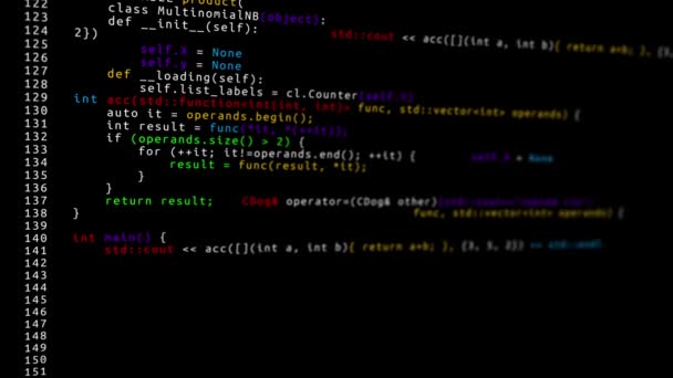 デジタルハッカープログラムコーディングサイバースクリーン未来的なハッキングコードループの背景 — ストック動画