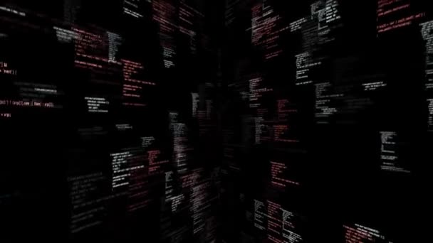 Siyah Döngü arkaplan canlandırmasında kaynak kod duvarları. — Stok video